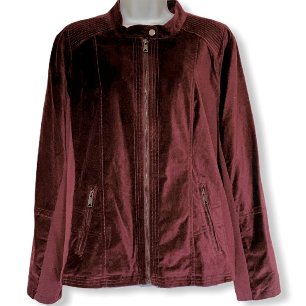 NWOT New Directions zip up maroon jacket Size XL